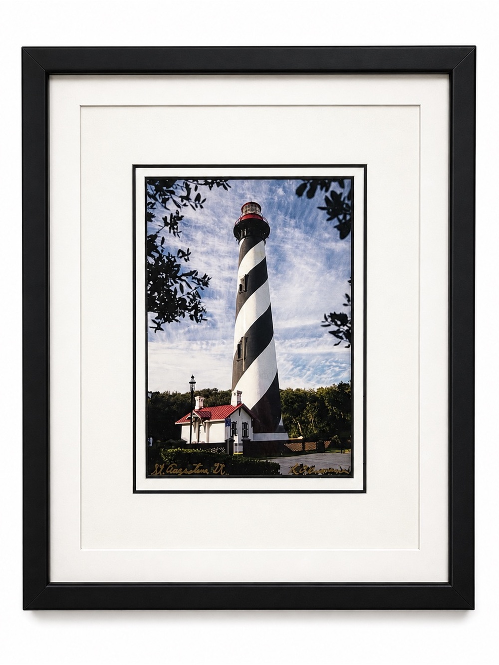 Framed Photograph St. Augustine Lighthouse Signed by Robert A Moran